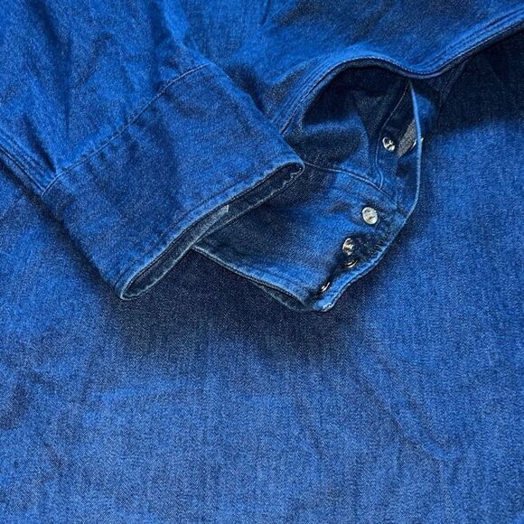 Vintage Carhartt Denim Pearl Snap Shirt Rugged Western Cowboy 2XL - Picture 15 of 15